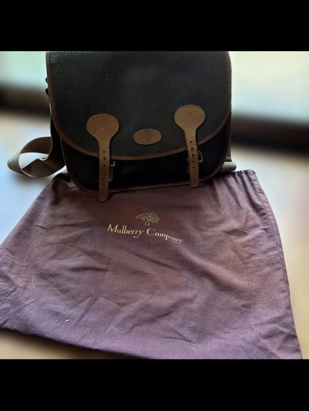 Mulberry Dark Brown Canvas Messenger with Tan Leather Trim
